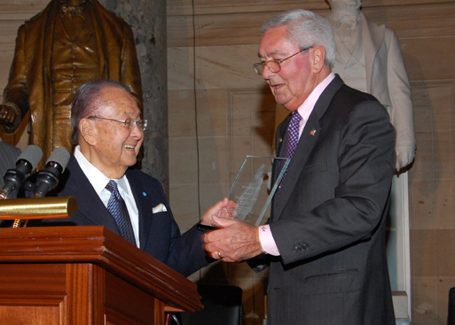 Senator Daniel Inouye, along with Congressman John Dingell, was a recipient of the 2011, presented by Society President Ron Sarasin.