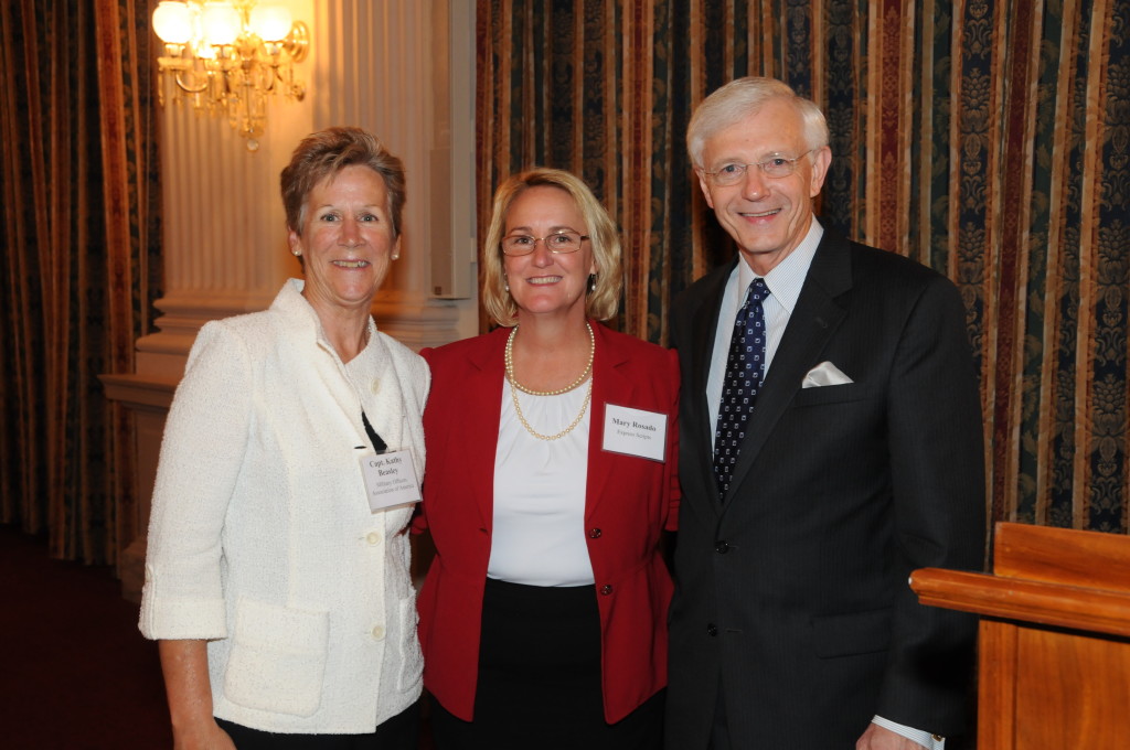 Capt. Kathy Beasley (Military Officers Association of America), Mary Rosado (Express Scripts), and the Honorable Tom Coleman (Chairman of the Board, U.S. Capitol Historical Society)