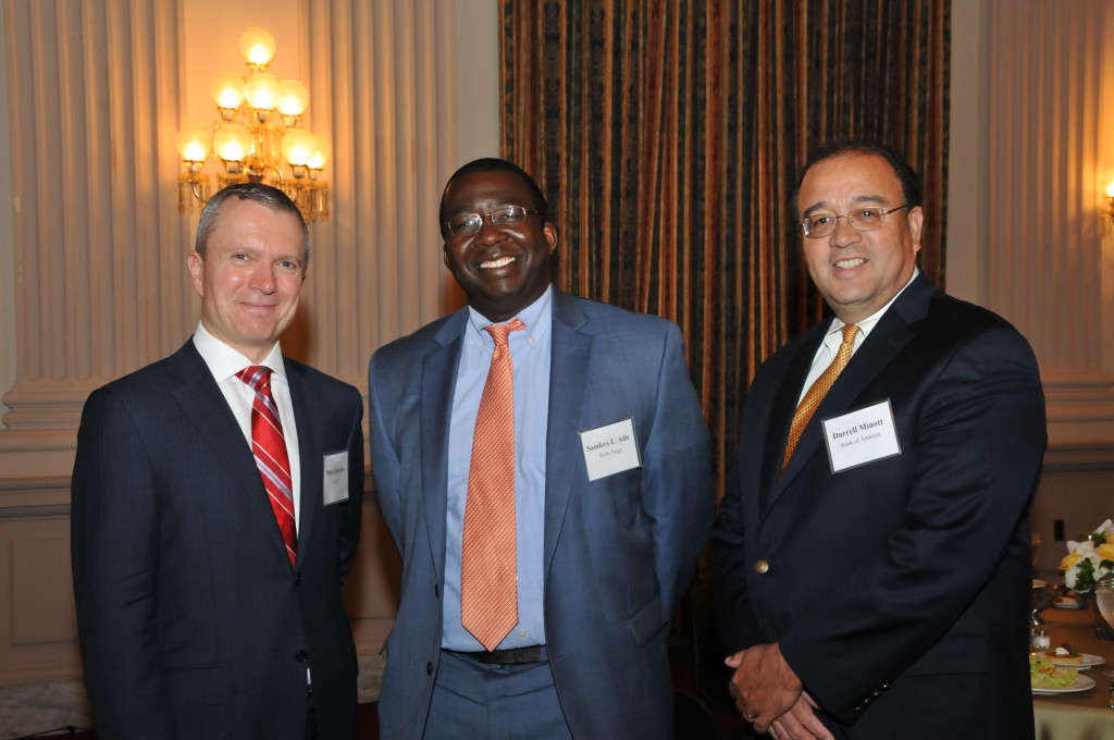Mark Hopkins (AAUW), Sanders Adu (Wells Fargo), and Darrell Minott (Bank of America)