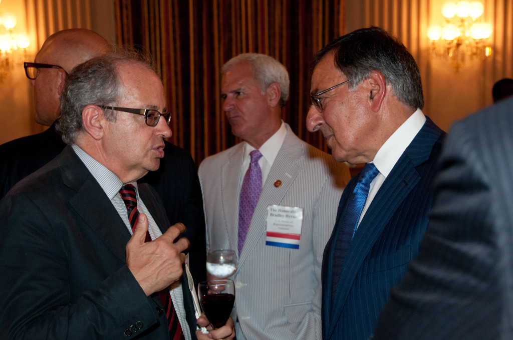 Norm Ornstein (American Enterprise Institute) chats with the Honorable Leon Panetta.