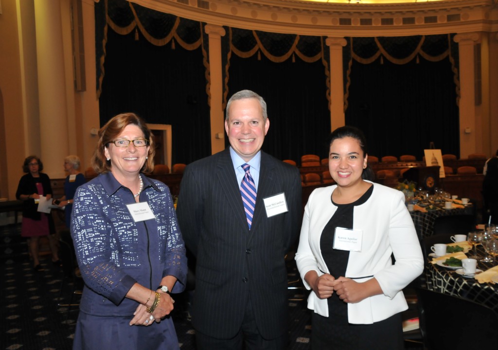 Mary Mann and Karen Aguilar (both with International Paper) with Scott McCandless (PricewaterhouseCoopers)