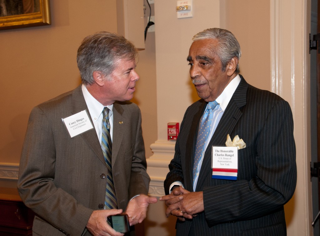 Casey Dinges (American Society of Civil Engineers) with Rep. Charlie Rangel (D-NY)