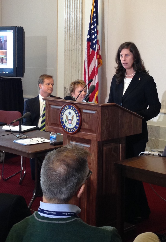 Senate Curator Melinda Smith at the podium.