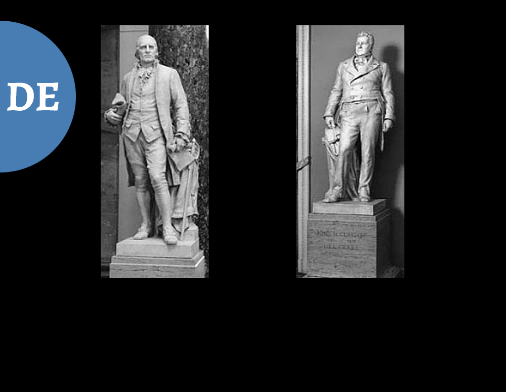 Delaware: LEFT: Caesar Rodney (1728-1784) / Delegate to the Continental Congress, signer of the Declaration of Independence / by Bryant Baker || RIGHT: John M. Clayton (1796-1856) / U.S. Senator, Chief Justice of Delaware and Secretary of State / by Bryant Baker