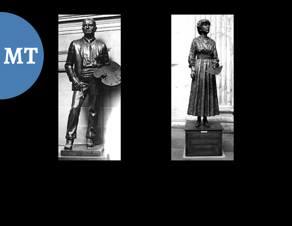 Montana: LEFT: Charles M. Russell (1864-1926) / Artist of the American West / by John B. Weaver || RIGHT: Jeannette Rankin (1880-1973) / First female member of the U.S. Congress and lifelong pacifist / by Mary Theresa Mimnaugh, 1985