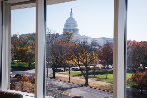 The view of the Capitol Building from Altria's atrium.