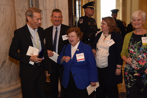 Former Committee Chairwoman Barbara Mikulski was greeted enthusiastically by her former staff members. Sen. Mikulski was the first woman to chair the Committee.