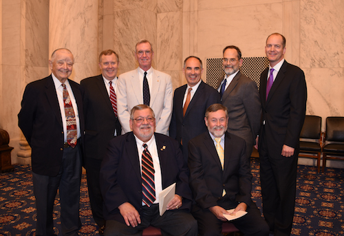 Former and Current Staff Directors for the Senate Appropriations Committee: (from top left) Frank Sullivan, Jim Morhard, Steve Cortese, Charles Kieffer (current Minority Staff Director), Bruce Evans (current Majority Staff Director), Terry Sauvain, and Charlie Houy.