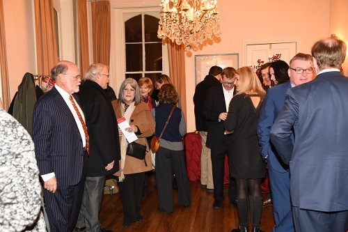 Guests enjoy the Scotch tasting and reception.