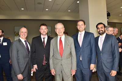 USCHS Honors Senate Committee on Finance: David Auclair, Dustin Stamper, Aaron Taylor, and Omair Taher all of Grant Thornton with Chairman Grassley.