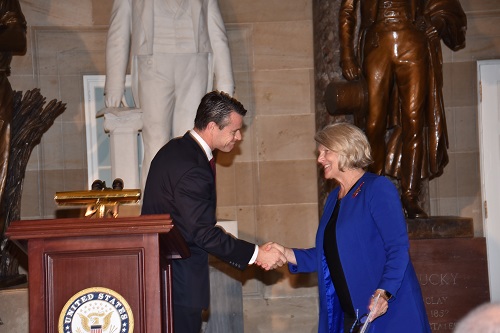 USCHS Honors 116th Congress: Senator Todd Young of Indiana and USCHS President Jane L. Campbell