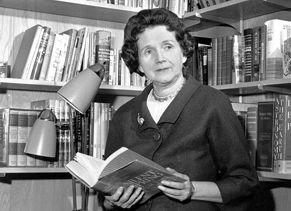 Capitol History Blog / 2021 0520: Rachel Carson posing with her book, Silent Spring, for “Life Magazine.”