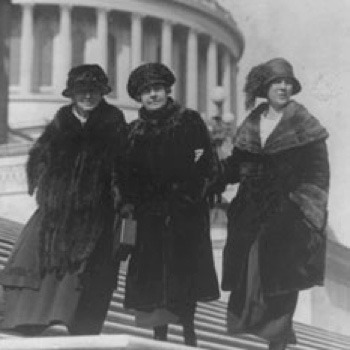 In 1923, three women simultaneously served in Congress for the first time: Alice Robertson, Mae Ella Nolan, and Winnifred Mason Huck. Courtesy of the Library of Congress