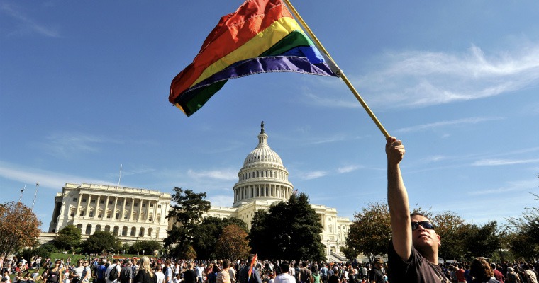 A LGBTQ+ rally outside of the U.S. Capitol. Photo Credit: RunWithPride
