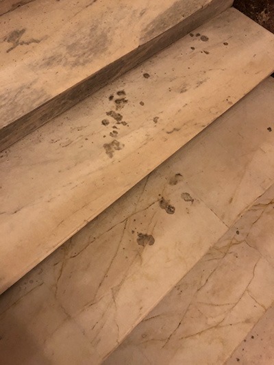 The Haunted History of the U.S. Capitol: Capitol Steps with former Congressman William Taulbee’s blood still visible (Barry Bradford)